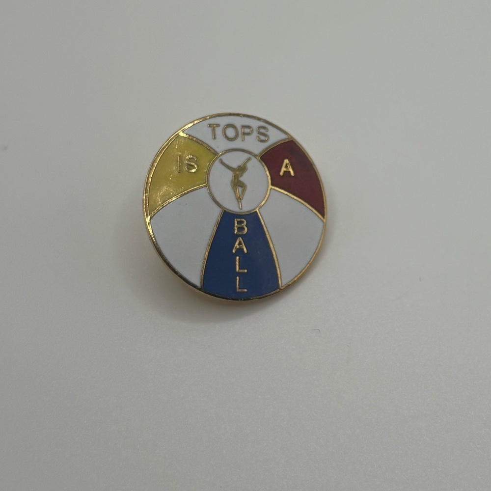 Vintage Enamel Beach Ball Brooch - 'Tops Is A Ball' Pin